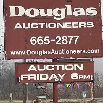 Douglas Auctioneers - Sign out front - South Deerfield, Massachusetts Douglas Auctioneers - Sign out front - South Deerfield, Massachusetts