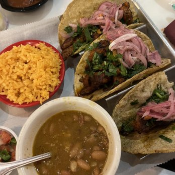 El Paso Tacos & Tequila - Al pastor tacos with rice and beans - Mexican Near Me - Crestview, Florida