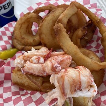 The Lobstah Buoy - Lobster roll with onion rings - Seafood Near Me - Bangor, Maine