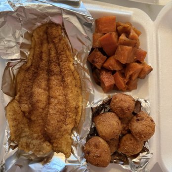 First Impression - Fish with yams and hush puppies - Soul Food Near Me - Arlington, Virginia First Impression - Fish with yams and hush puppies - Soul Food Near Me - Arlington, Virginia