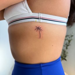Fine line palm tree tattoo Fine line palm tree tattoo
