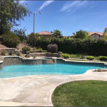 Trinity Custom Pools - Before- you can't see in this photo but there was some significant tile damage on the slope wall and the plaster was showing it's age. - Pool & Hot Tub Service Near Me - Riverside, California