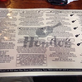 Hondo's - Menu page 1 - Bars Near Me - Fredericksburg, Texas Hondo's - Menu page 1 - Bars Near Me - Fredericksburg, Texas