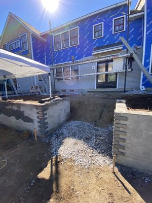 Concord Ma veneer walls and stairs project - Nice new home construction in Concord Ma, brick veneer walls , granite cap stones , Multiple sets of stairs. Concord Ma veneer walls and stairs project - Nice new home construction in Concord Ma, brick veneer walls , granite cap stones , Multiple sets of stairs.