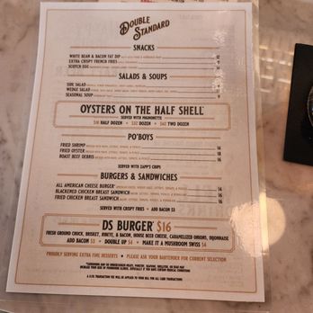 Double Standard - The menu. - Bars Near Me - San Antonio, Texas
