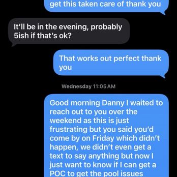 California Custom Pools - Text of conversation between contractor - Pool & Hot Tub Service Near Me - Temecula, California California Custom Pools - Text of conversation between contractor - Pool & Hot Tub Service Near Me - Temecula, California