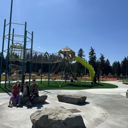 Sprinker Recreation Center - The bigger kid climbing structure and slide. I helped my 2.5 year old on this once because she wanted to slide.