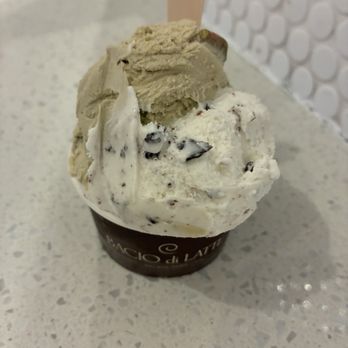 Bacio Di Latte - Cookies & cream + pistachio (one full scoop with two flavors in a cup - $7.95) - Desserts Near Me - Torrance, California Bacio Di Latte - Cookies & cream + pistachio (one full scoop with two flavors in a cup - $7.95) - Desserts Near Me - Torrance, California