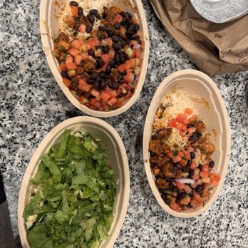 Chipotle Mexican Grill - 3 burrito bowls as served. Horrible portion sizes. - Fast Food Near Me - Chaska, Minnesota