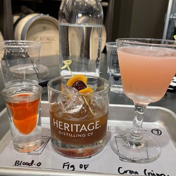 Heritage Distilling Co. Eugene - Whiteaker - Blood Orange Sample, Fig Old Fashion, Gimlet - Distilleries Near Me - Eugene, Oregon