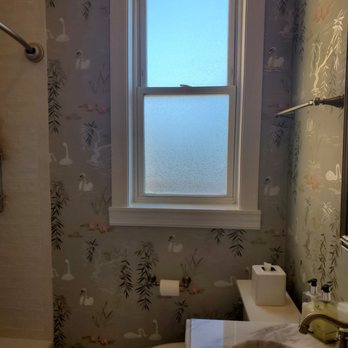 Albo Wallpapering - A difficult wall into wallpaper in an old building where nothing is straight or level. - Wallpapering Near Me