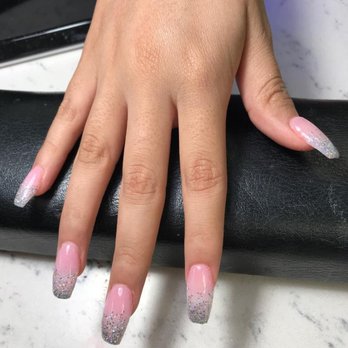 Viva Salon - Baby pink with glitter nails - Hair Salons Near Me - Santa Ana, California Viva Salon - Baby pink with glitter nails - Hair Salons Near Me - Santa Ana, California
