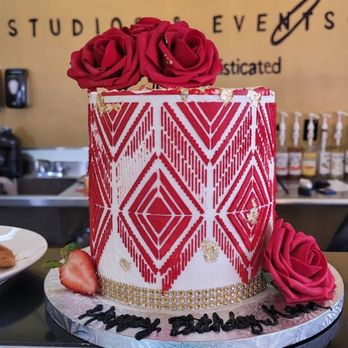 Cake Lady Studios & Events - a cake with red roses on top - Bakeries Near Me - Phoenix, Arizona Cake Lady Studios & Events - a cake with red roses on top - Bakeries Near Me - Phoenix, Arizona