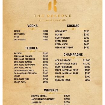 Reserve Kitchen & Cocktails - Bottle menu - Cigar Bars Near Me - Conyers, Georgia Reserve Kitchen & Cocktails - Bottle menu - Cigar Bars Near Me - Conyers, Georgia