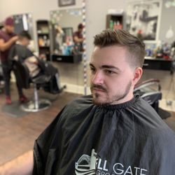#1 fade on the sides with scissor trim on top