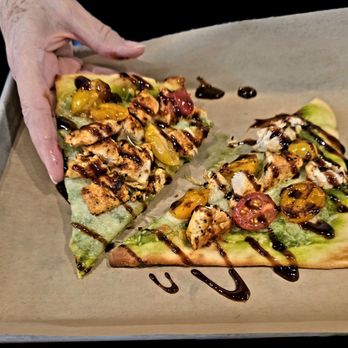 Purely Provisions - Caprese flatbread with chicken, drizzled with balsamic - Coffee Roasteries Near Me - Round Rock, Texas
