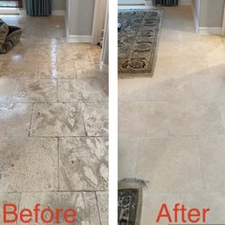 Family Man Carpet Cleaning - Before and after Tile & Grout Cleaning