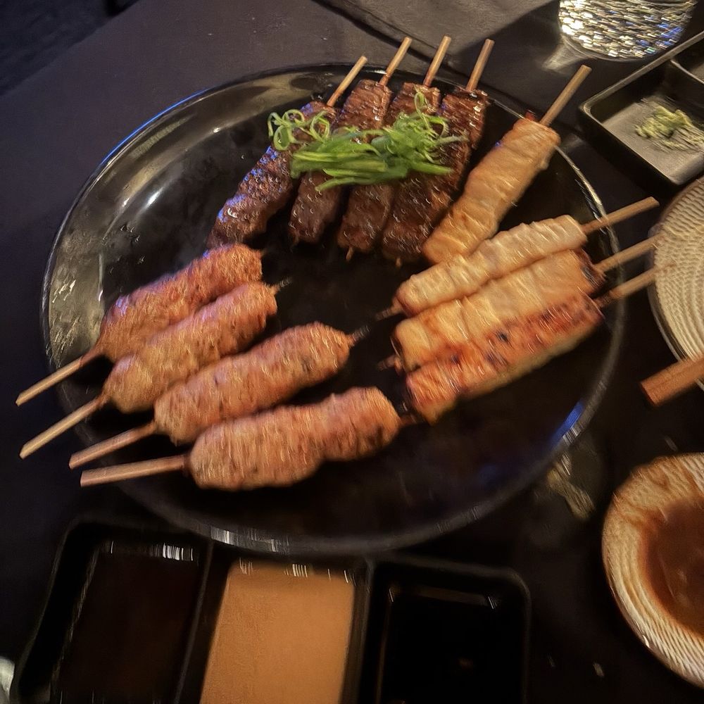 Katana - Robata beef, salmon and chicken meatballs - Sushi Bars Near Me - West Hollywood, California Katana - Robata beef, salmon and chicken meatballs - Sushi Bars Near Me - West Hollywood, California