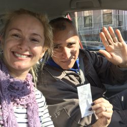 Golden Star Driving School - Here I am with Joseph, holding a temporarily driving license after the road test :-)