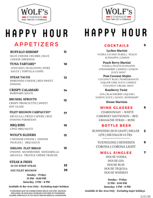 Menu photo 1 Wolf's Steakhouse Cooper City, FL Menu photo 1 Wolf's Steakhouse Cooper City, FL