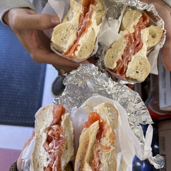 River Road Hot Bagels - Lox and cream cheese on garlic bagel and mini plain bagel. - Bagels Near Me - Fair Lawn, New Jersey