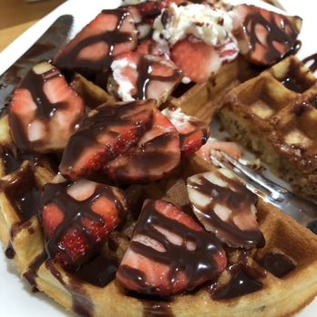 Prince Tea House - House made waffle with strawberries and Nutella - Desserts Near Me - Brooklyn, New York