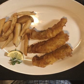 Spencer's Chophouse - Fish N Chips: ($14) Fish great, but this is all the food he got. - Steakhouses Near Me - Creston, Iowa