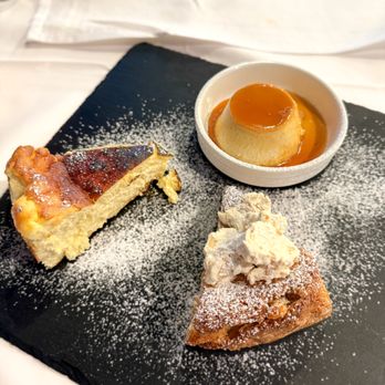 Fideua - Chef Dessert - Combination of Basque Cheesecake, Almond Cake - Spanish Near Me - Las Vegas, Nevada Fideua - Chef Dessert - Combination of Basque Cheesecake, Almond Cake - Spanish Near Me - Las Vegas, Nevada