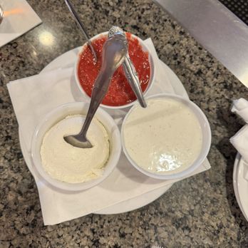 Tomato Brothers - Trio of dips for the breadsticks - Marinara Dip, Cheese Dip, Ranch Dip - Italian Near Me - Howell, Michigan