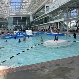 The obstacle course was a big hit and great way for the children to keep busy in the water Big playground in the water The obstacle course was a big hit and great way for the children to keep busy in the water Big playground in the water