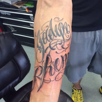 Bone Deep Tattoo - The second name on his forearm Rhemi - Tattoo Near Me - Camarillo , California