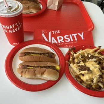 The Varsity - 2 dogs with chili-cheese fries. - Hot Dogs Near Me - Kennesaw, Georgia