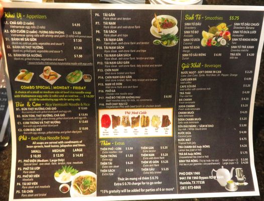 Menu photo 2 Pho Dien 1960 Humble, TX