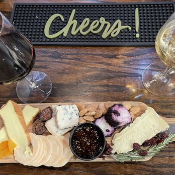 The Cheese Patch - a glass of wine and a cheese board - Cheese Shops Near Me - Patchogue, New York