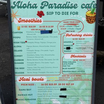Aloha Paradise Cafe - Acai Bowls Near Me - Princeville, Hawaii