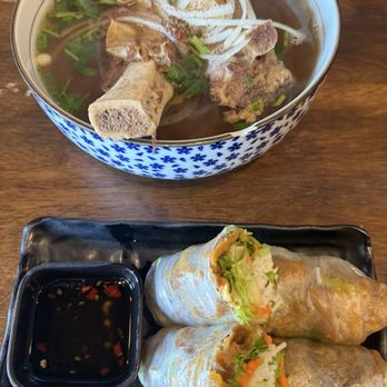 OMELI Kitchen - Pho Short Rib ($17) and BBQ Pork Roll ($8) - Vietnamese Near Me - Fullerton, California