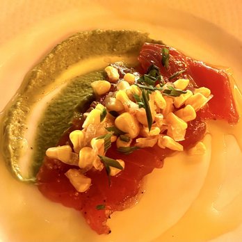 Lilette - Tuna crudo w/corn, pickled onions, a touch of sea salt & an avacado creama (a special for the evening & a culinary delight) - French Near Me - New Orleans, Louisiana