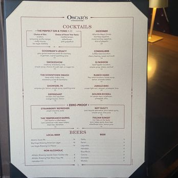 Oscar's Steakhouse - Menu - Steakhouses Near Me - Las Vegas, Nevada Oscar's Steakhouse - Menu - Steakhouses Near Me - Las Vegas, Nevada