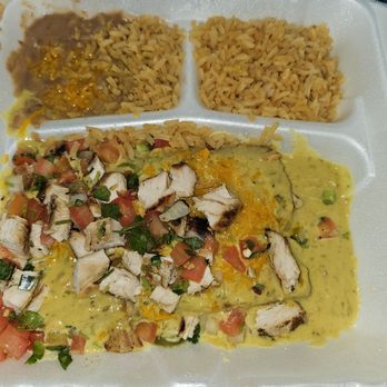 DOS Charros Restaurant - Chicken fajita cheese enchiladas - Mexican Near Me - Richardson, Texas