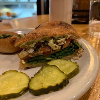 Café 26 - Toasted Spinach, tomato, feta and pesto Sandwich - Coffee & Tea Near Me - Boston, Massachusetts