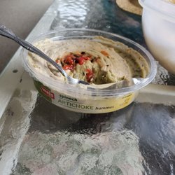 Weis Markets - Artichoke hummus only $3. Cheaper than name brand and just as tasty. Great selection!