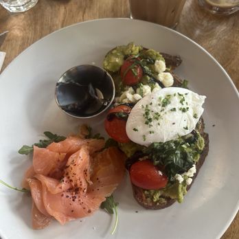 Hearts 12 South - Smashed avocado toast with poached egg and smoked salmon - Coffee & Tea Near Me - Nashville, Tennessee Hearts 12 South - Smashed avocado toast with poached egg and smoked salmon - Coffee & Tea Near Me - Nashville, Tennessee