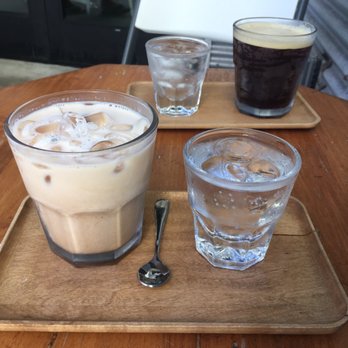 9Bar HNL - Horchata in front, nitro cold brew in back. Both came with tonic water (palate cleanser). - Coffee & Tea Near Me - Honolulu, Hawaii