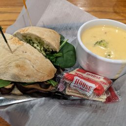 Portobello Panini with Cheese and Broccoli Soup. Both were delicious.