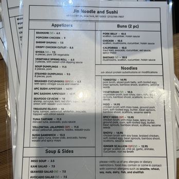 Jin Noodle and Sushi - menu - Sushi Bars Near Me - New York, New York Jin Noodle and Sushi - menu - Sushi Bars Near Me - New York, New York