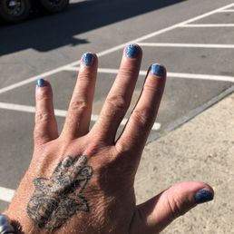 Gel manicure sparkling in the sun