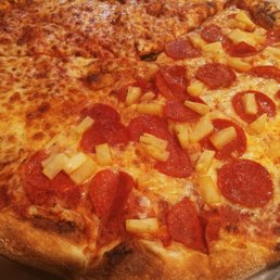 Half pepperoni and pineapple. Half cheese.