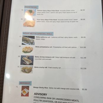 HTAW METTA - Menu (Apr 2024) - Sushi Bars Near Me - Indianapolis, Indiana