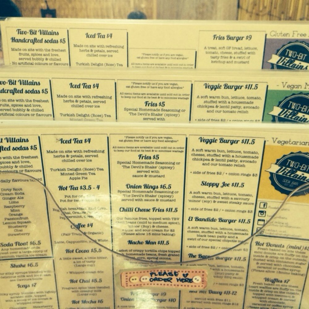 Two-Bit Villains - Menus available for three dietaries (Vegan, Vego and Gluten free). There is love for everyone here!! - American Near Me - Adelaide, SA Two-Bit Villains - Menus available for three dietaries (Vegan, Vego and Gluten free). There is love for everyone here!! - American Near Me - Adelaide, SA