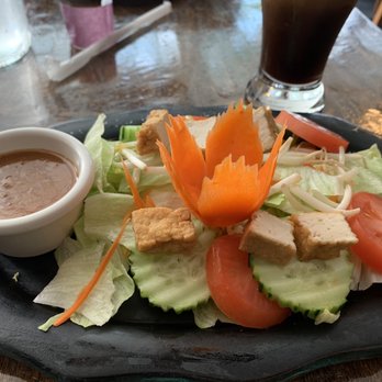 Thai Elephants - 20. Thai Salad-lettuce, carrots, tomatoes, cucumbers, tofu, and a deliciously sweet peanut sauce! Sooo good:) - Thai Near Me - Watkins Glen, New York Thai Elephants - 20. Thai Salad-lettuce, carrots, tomatoes, cucumbers, tofu, and a deliciously sweet peanut sauce! Sooo good:) - Thai Near Me - Watkins Glen, New York